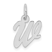 Sterling Silver Rhodium-plated Script Letter W Initial Charm