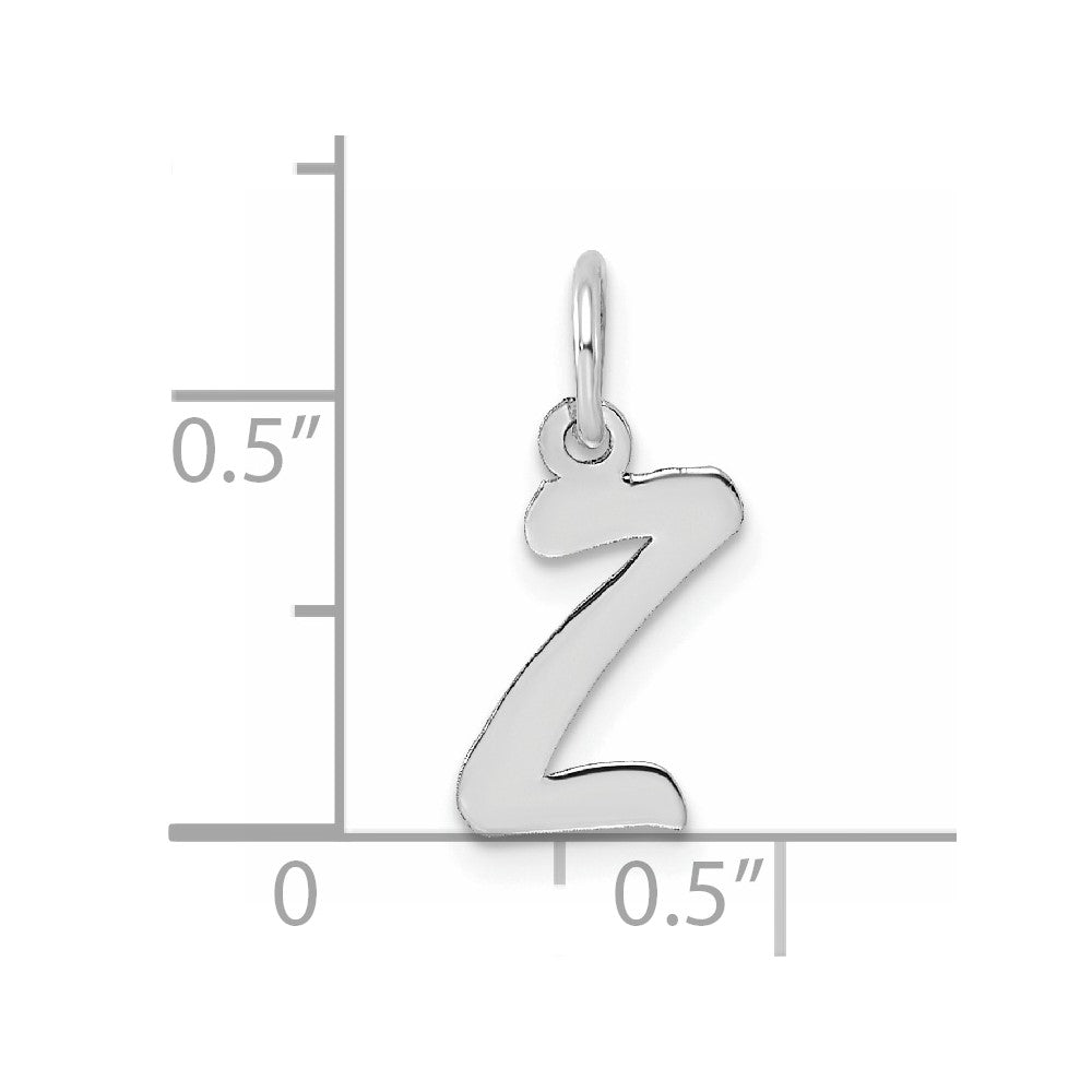 Sterling Silver Rhodium-plated Script Letter Z Initial Charm