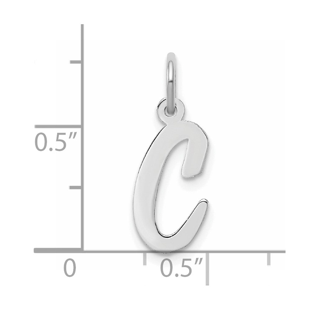 Sterling Silver Rhodium-plated Script Letter C Initial Charm