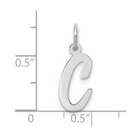 Sterling Silver Rhodium-plated Script Letter C Initial Charm