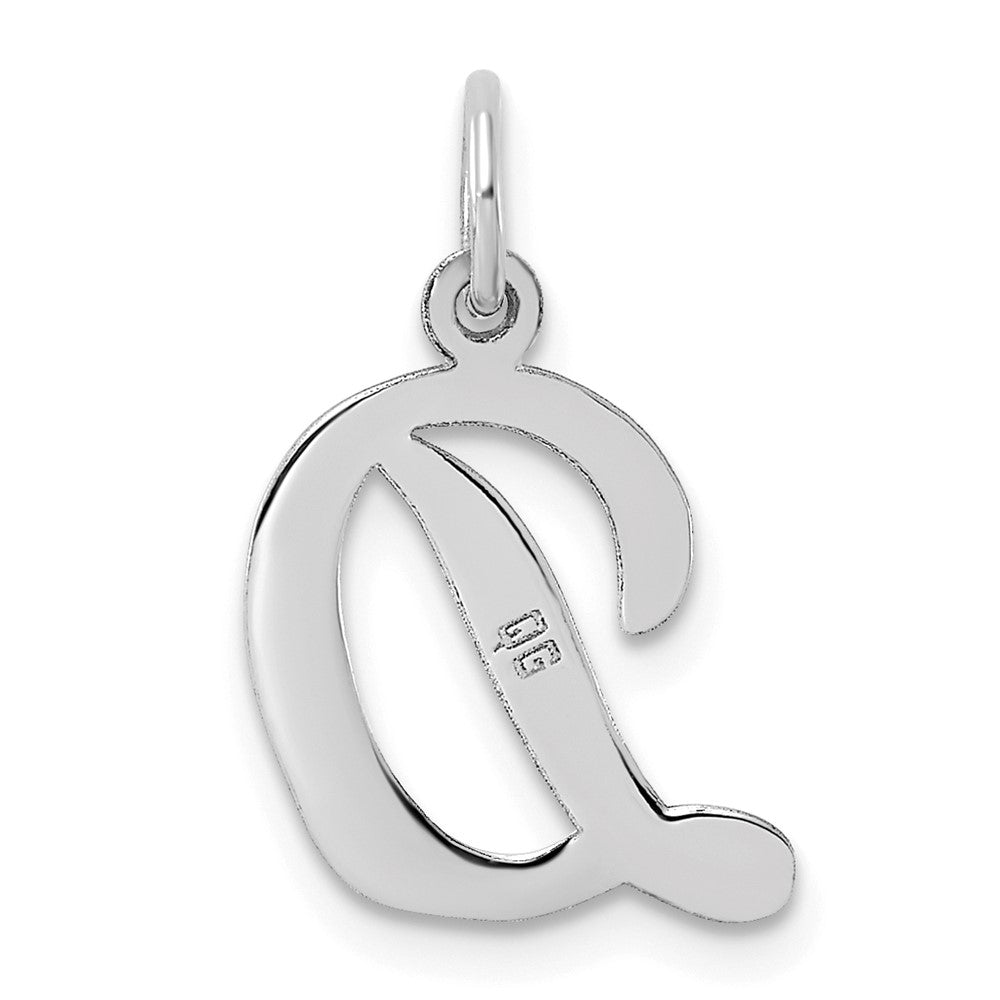 Sterling Silver Rhodium-plated Script Letter D Initial Charm