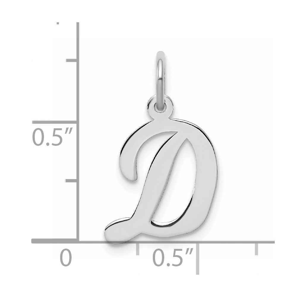 Sterling Silver Rhodium-plated Script Letter D Initial Charm