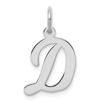 Sterling Silver Rhodium-plated Script Letter D Initial Charm