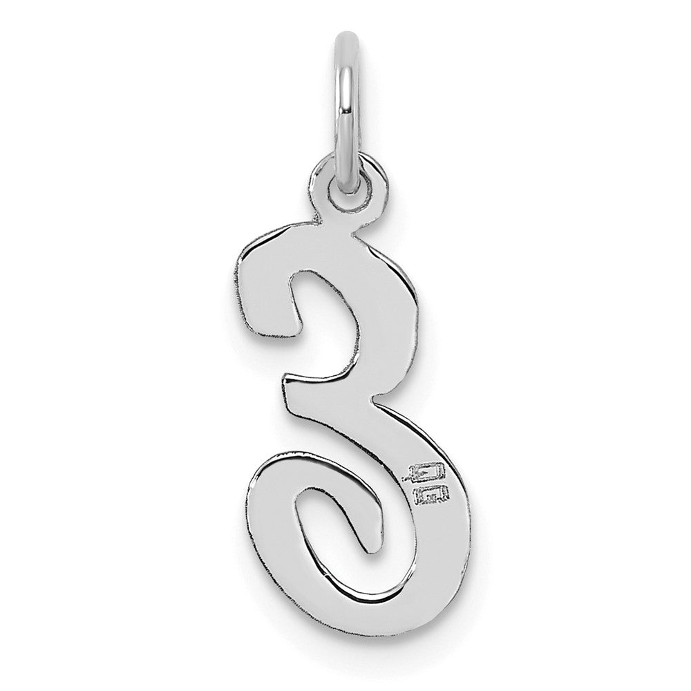 Sterling Silver Rhodium-plated Script Letter E Initial Charm