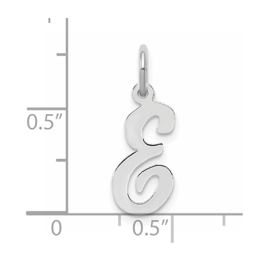 Sterling Silver Rhodium-plated Script Letter E Initial Charm