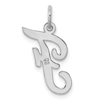 Sterling Silver Rhodium-plated Script Letter F Initial Charm