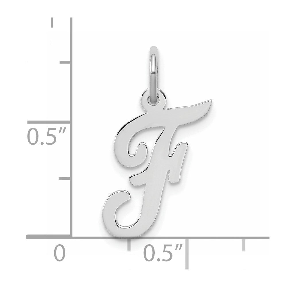 Sterling Silver Rhodium-plated Script Letter F Initial Charm