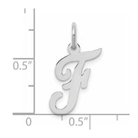 Sterling Silver Rhodium-plated Script Letter F Initial Charm