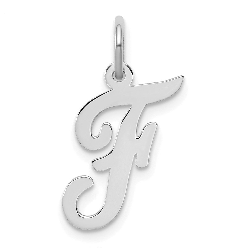 Sterling Silver Rhodium-plated Script Letter F Initial Charm