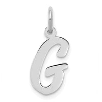 Sterling Silver Rhodium-plated Script Letter G Initial Charm