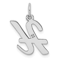 Sterling Silver Rhodium-plated Script Letter H Initial Charm