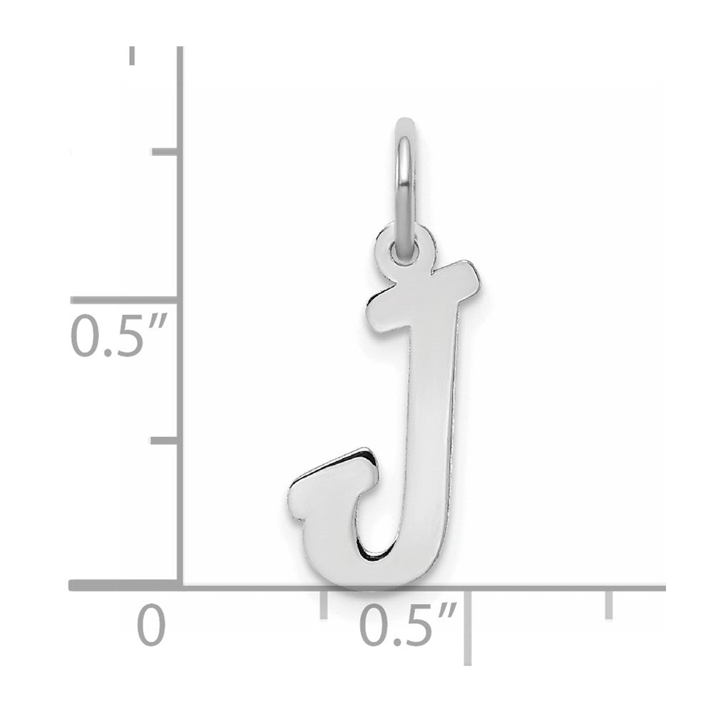 Sterling Silver Rhodium-plated Script Letter J Initial Charm