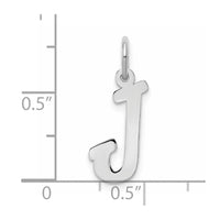 Sterling Silver Rhodium-plated Script Letter J Initial Charm