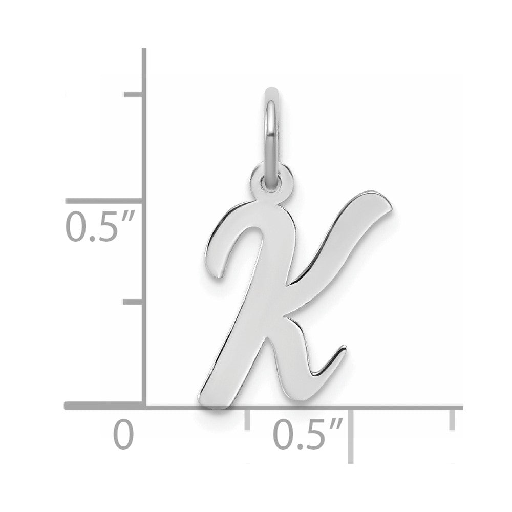 Sterling Silver Rhodium-plated Script Letter K Initial Charm