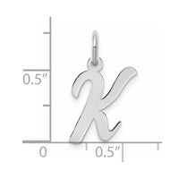 Sterling Silver Rhodium-plated Script Letter K Initial Charm