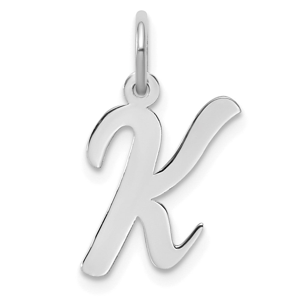 Sterling Silver Rhodium-plated Script Letter K Initial Charm