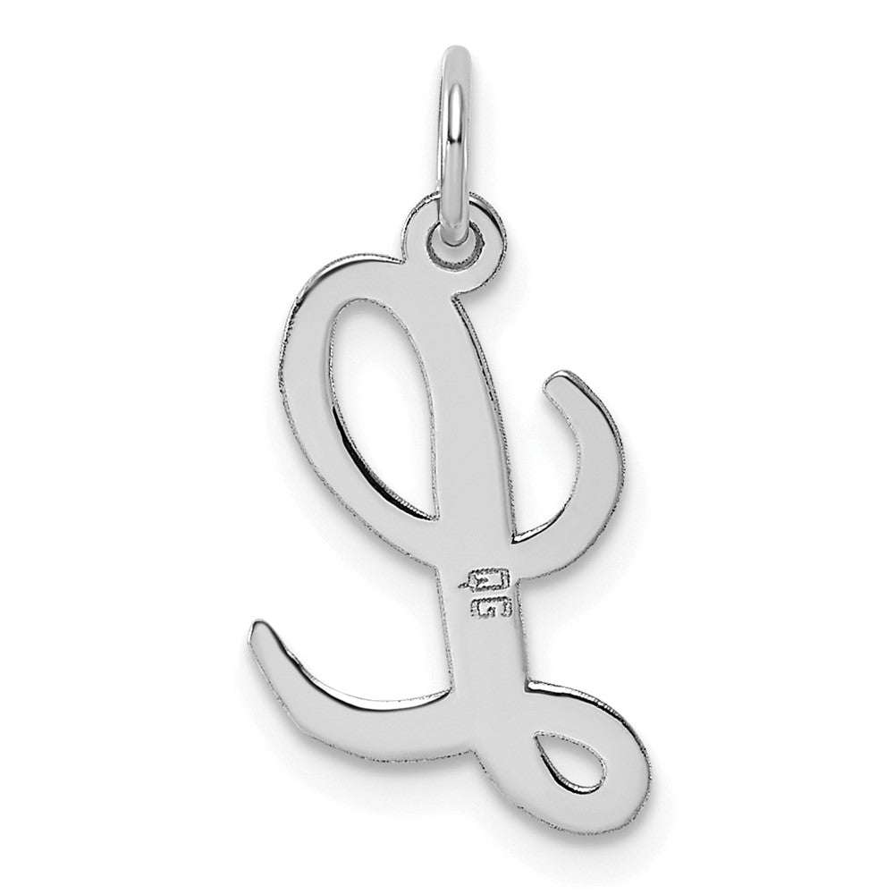 Sterling Silver Rhodium-plated Script Letter L Initial Charm
