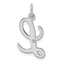 Sterling Silver Rhodium-plated Script Letter L Initial Charm