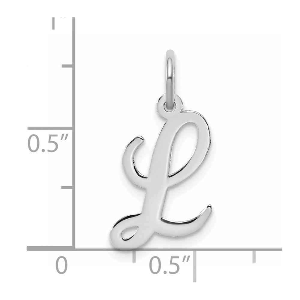 Sterling Silver Rhodium-plated Script Letter L Initial Charm