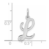 Sterling Silver Rhodium-plated Script Letter L Initial Charm