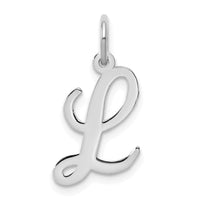 Sterling Silver Rhodium-plated Script Letter L Initial Charm