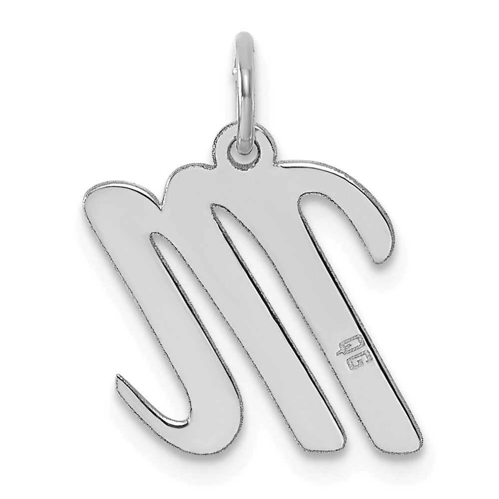 Sterling Silver Rhodium-plated Script Letter M Initial Charm