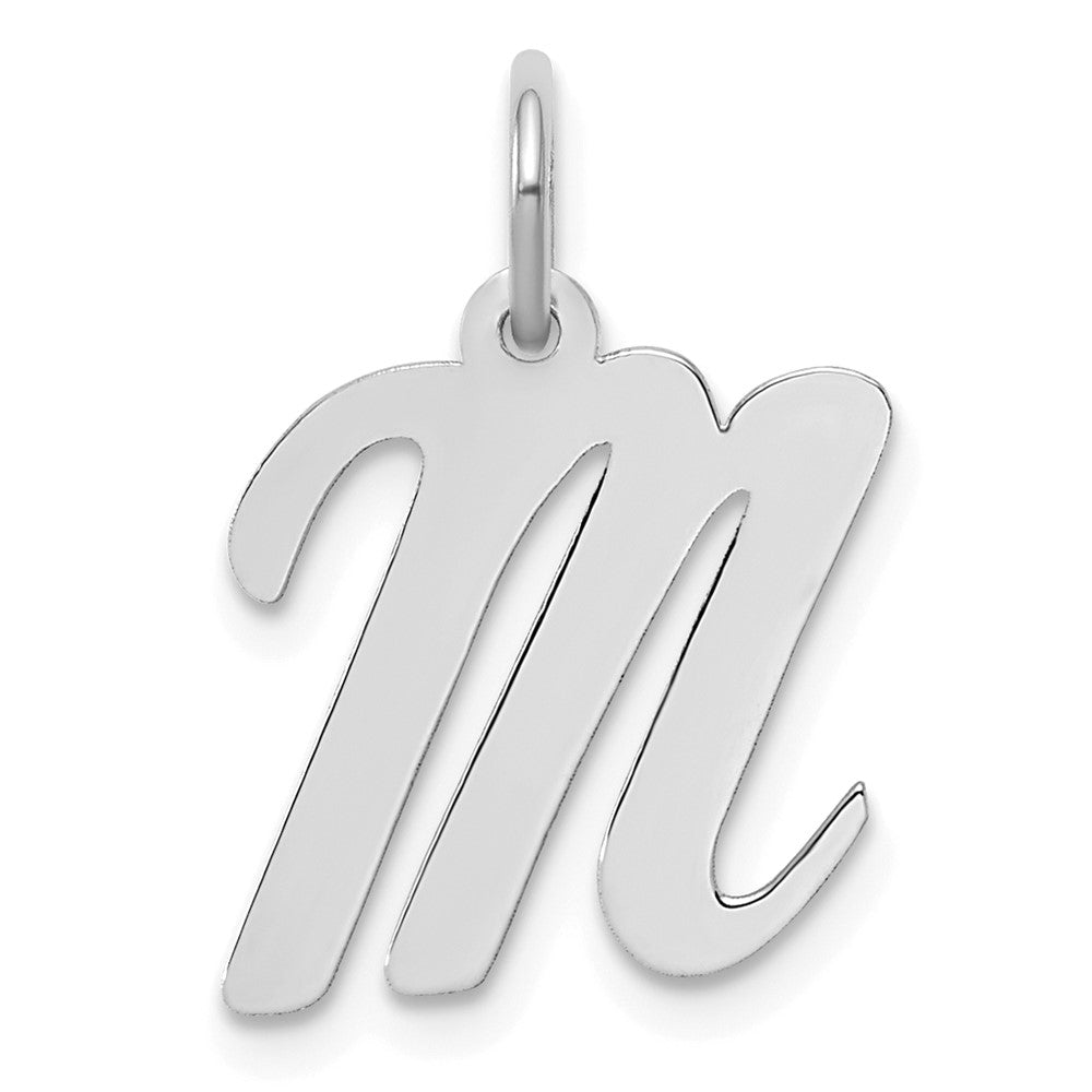 Sterling Silver Rhodium-plated Script Letter M Initial Charm