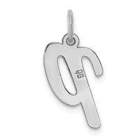 Sterling Silver Rhodium-plated Script Letter P Initial Charm