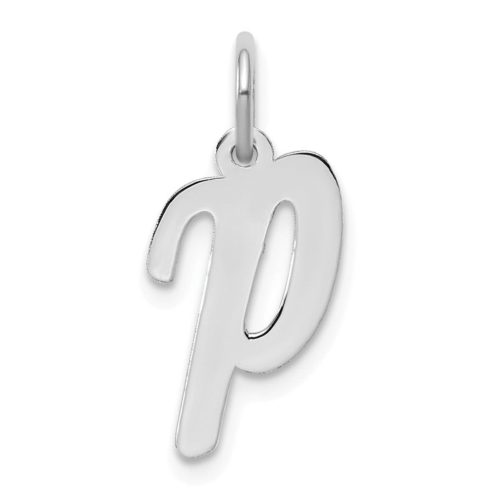 Sterling Silver Rhodium-plated Script Letter P Initial Charm