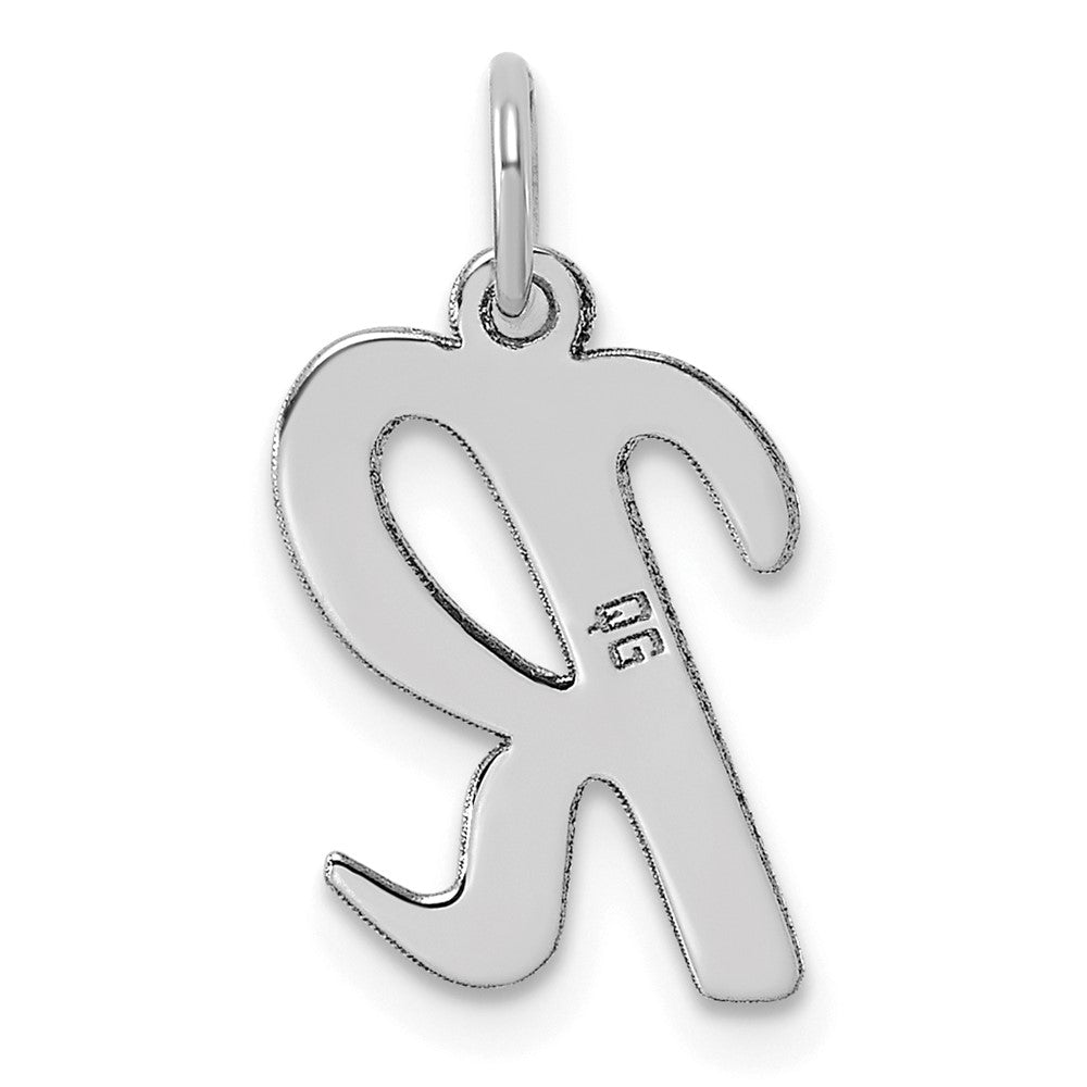 Sterling Silver Rhodium-plated Script Letter R Initial Charm