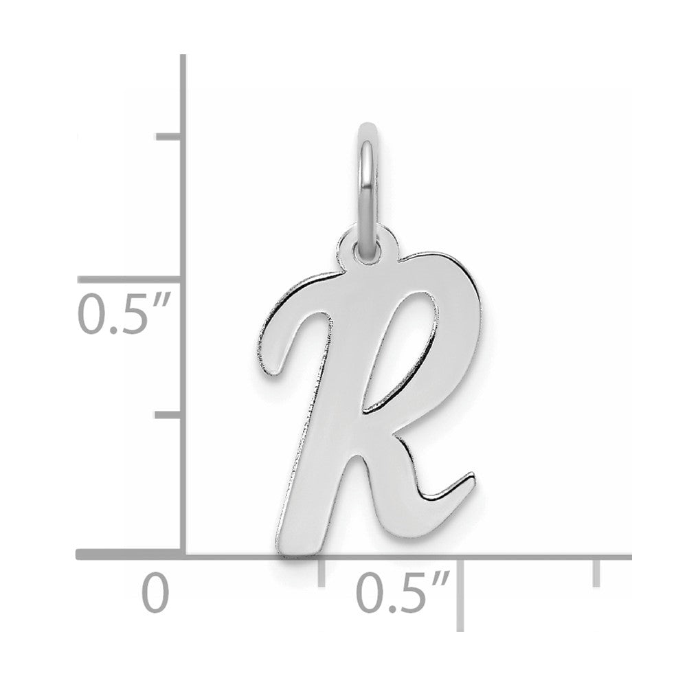 Sterling Silver Rhodium-plated Script Letter R Initial Charm