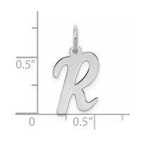 Sterling Silver Rhodium-plated Script Letter R Initial Charm