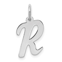 Sterling Silver Rhodium-plated Script Letter R Initial Charm