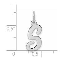 Sterling Silver Rhodium-plated Script Letter S Initial Charm
