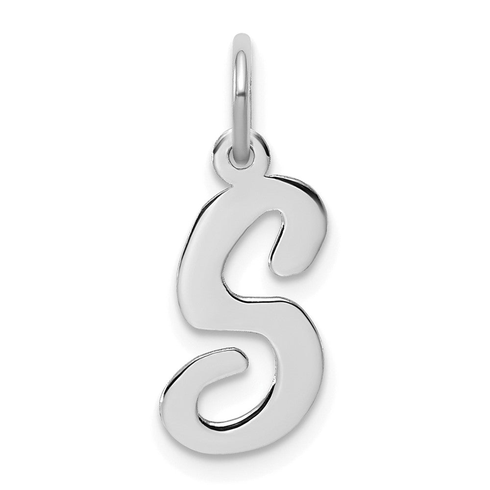 Sterling Silver Rhodium-plated Script Letter S Initial Charm