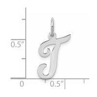 Sterling Silver Rhodium-plated Script Letter T Initial Charm