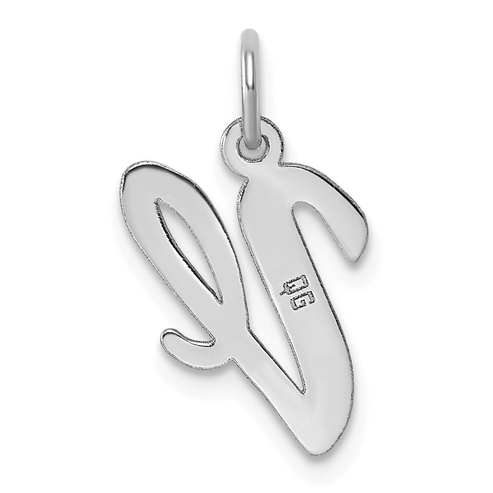 Sterling Silver Rhodium-plated Script Letter V Initial Charm