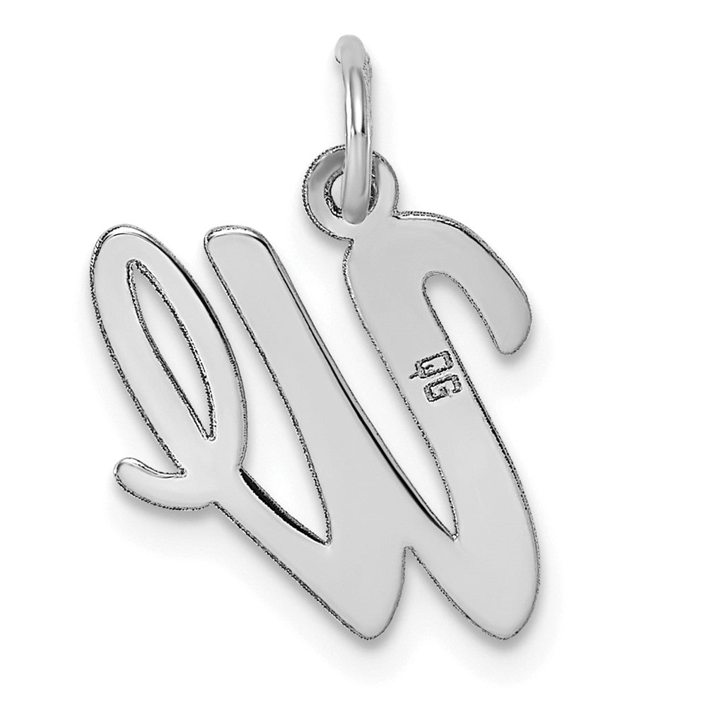 Sterling Silver Rhodium-plated Script Letter W Initial Charm