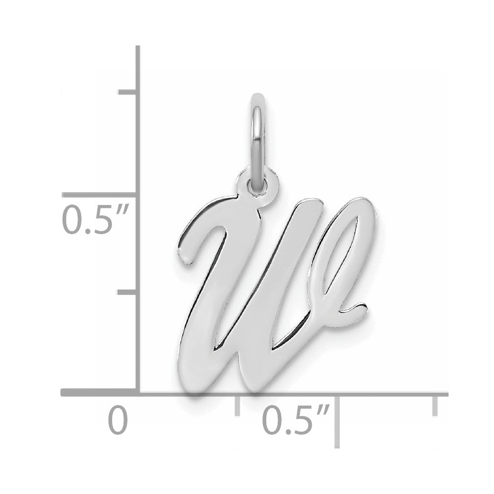 Sterling Silver Rhodium-plated Script Letter W Initial Charm