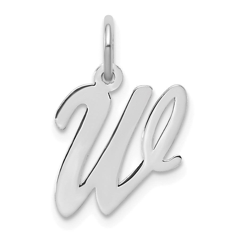 Sterling Silver Rhodium-plated Script Letter W Initial Charm