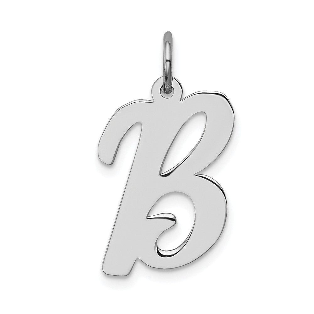 Sterling Silver Rhodium-plated Script Letter B Initial Charm