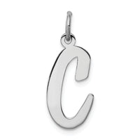 Sterling Silver Rhodium-plated Script Letter C Initial Charm