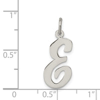 Sterling Silver Rhodium-plated Script Letter E Initial Charm