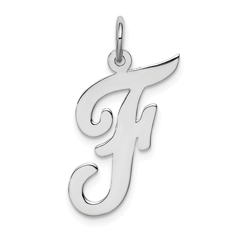 Sterling Silver Rhodium-plated Script Letter F Initial Charm
