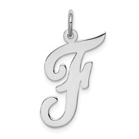 Sterling Silver Rhodium-plated Script Letter F Initial Charm