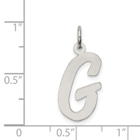 Sterling Silver Rhodium-plated Script Letter G Initial Charm