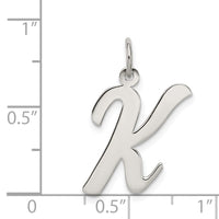 Sterling Silver Rhodium-plated Script Letter K Initial Charm