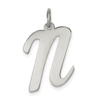 Sterling Silver Rhodium-plated Script Letter N Initial Charm