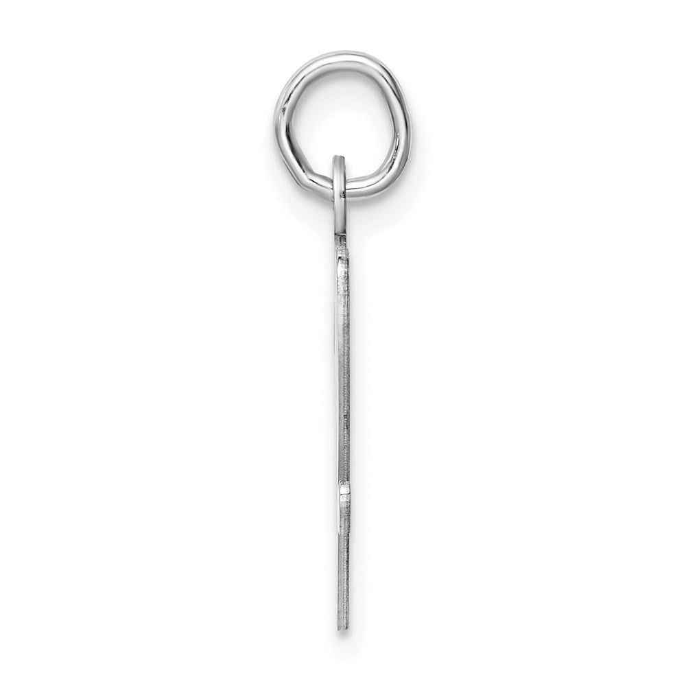 Sterling Silver Rhodium-plated Script Letter V Initial Charm