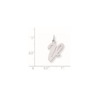 Sterling Silver Rhodium-plated Script Letter V Initial Charm